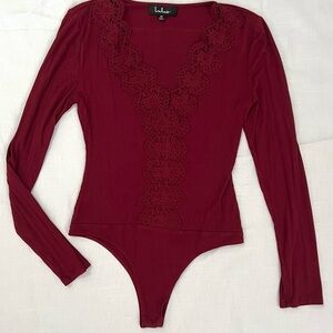 Lulus Red Lace Detail Women's Top